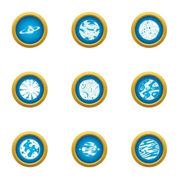Outer space icons set, flat style Illustrazione stock