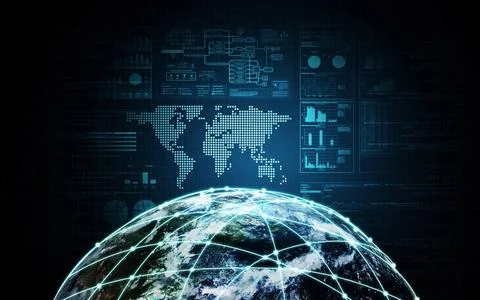  Outer space internet A concept of internet connection on outer space view... 스톡 사진