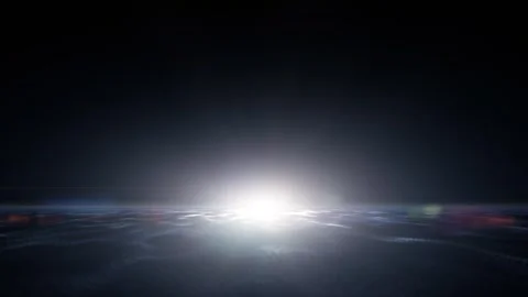 Outer space light with seascape on loop dark background Vídeos de archivo 337734841