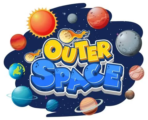 Outer Space logo with many planets Stock Illustration