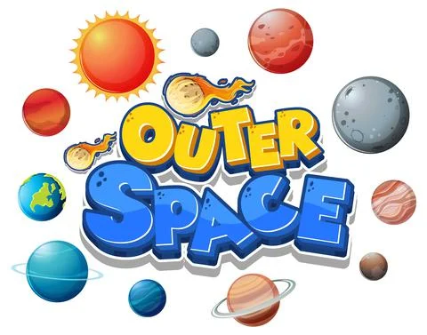 Outer Space logo with many planets Stock Illustration