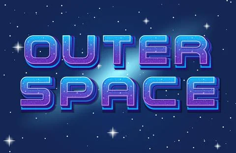 Outer space logo on space background Stock Illustration