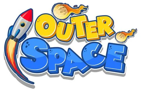 Outer Space logo with spaceship Stock Illustration