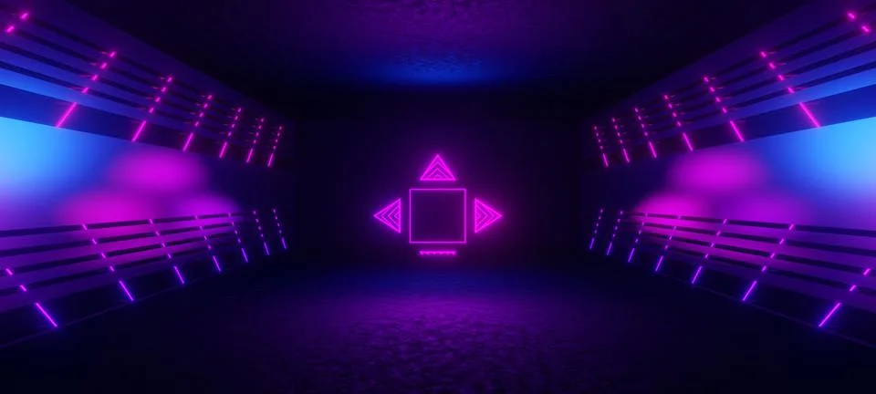 Outer space room corridor scene 3D Rendering Stock Illustration