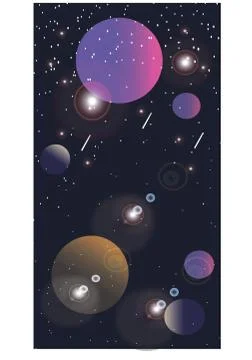 A outer space scene with sun stars planets Stock Illustration