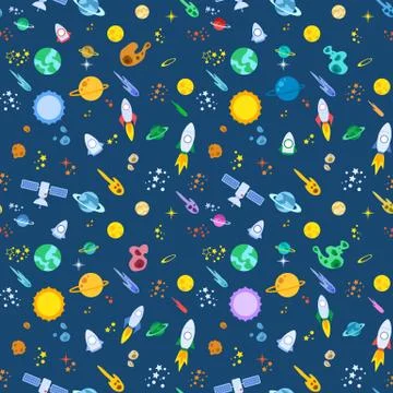 Outer Space Seamless Pattern Illustrazione stock