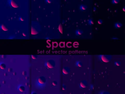 Outer space set of seamless pattern. Galaxy with cosmic objects and bright li イラスト素材