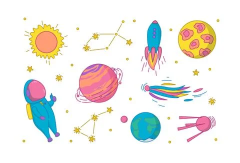 Outer space set. Vector illustration in cartoon style Stock Illustration