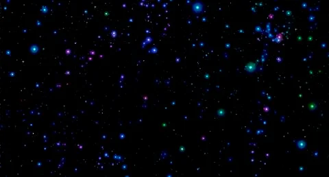 Outer space, starry sky, scattering of stars, many colored stars on black Stock Illustration