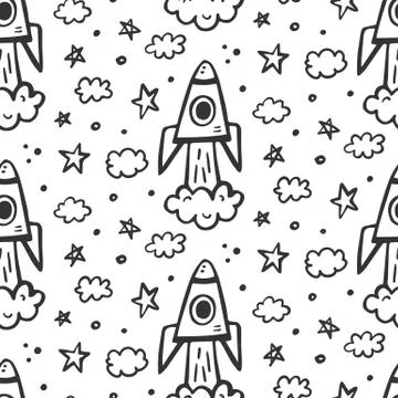 Outer Space travel seamless pattern Stock Illustration