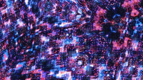 The outer space of virtual matrix. Motion. Colorful space inside computer Stock Footage 229802658