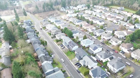 Outer subdivision streets sit near semi rural buffer along SE 272nd St where Stock Footage 328291035