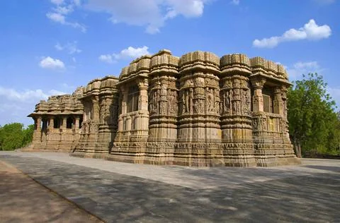 Outer view of the Sun Temple. Built in 1026 - 27 AD during the reign of Bh... Stock Photos