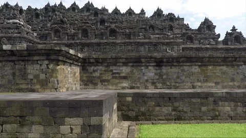 Outer walls of Buddhist stupa, Borobudur Temple, Java, Indonesia Stock Footage 154546124