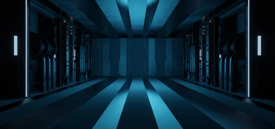 OuterSpace Alien Interior Empty Studio Blue Turquoise Colors Sci Fi Backgroun Иллюстрация