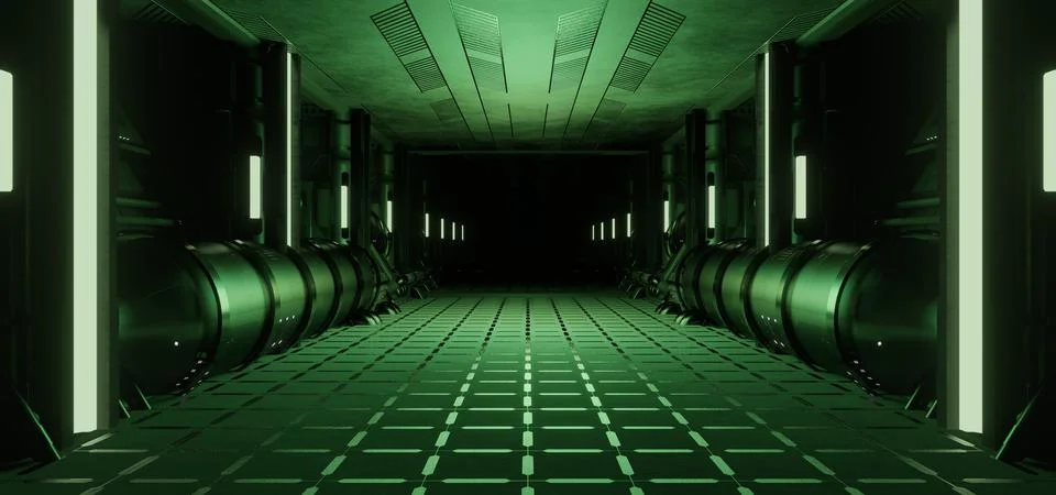 OuterSpace Digital Future Spaceship Solid Concrete Metallic Olive Green Color Stock Illustration