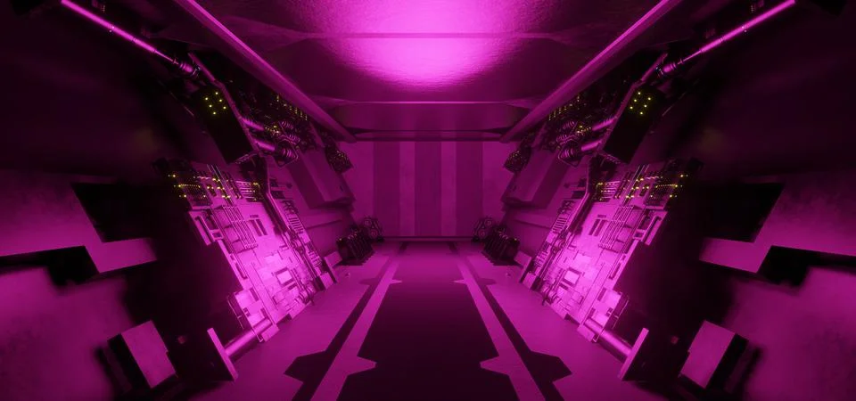 OuterSpace Digital Technology Structure Space Disco Future Dark Red Colors Ex Stock Illustration