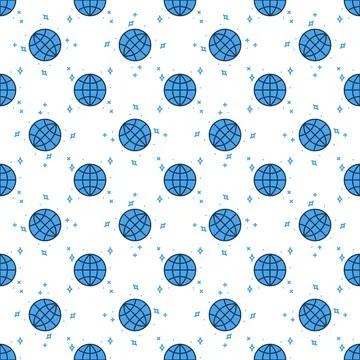Outerspace with Globe vector colored seamless pattern Stock Illustration