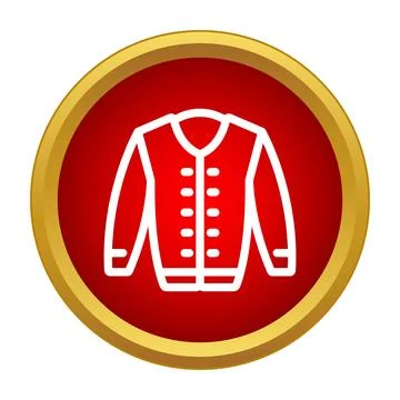 Outerwear jacket icon on red button vector Stock Illustration