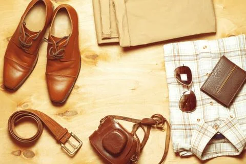 Outfit of modern creative men. Stock Photos