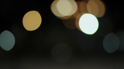 Outfocus, Abstract Lights of Glowing Lamination in Night City Park Stock Footage 159597235