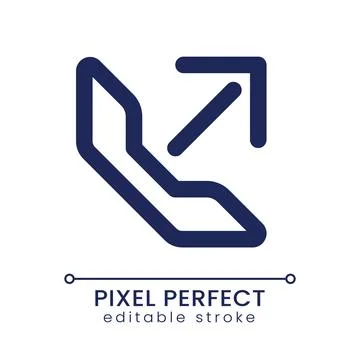 Outgoing call pixel perfect linear ui icon Stock Illustration