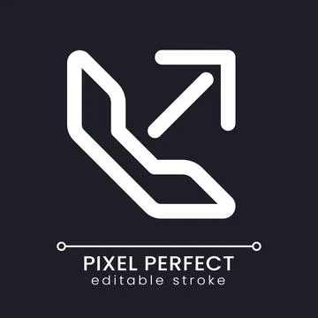 Outgoing call pixel perfect white linear ui icon for dark theme Stock Illustration