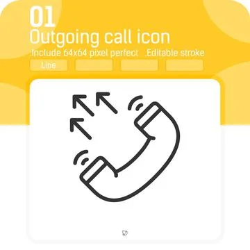 Outgoing call vector icon with outline style isolated on white background 스톡 일러스트