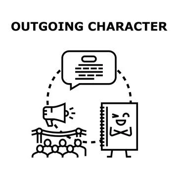 Outgoing character public speaking and communication concept Illustration