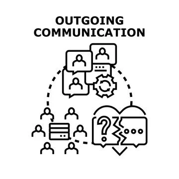 Outgoing communication message transmitting through digital network Stock Illustration