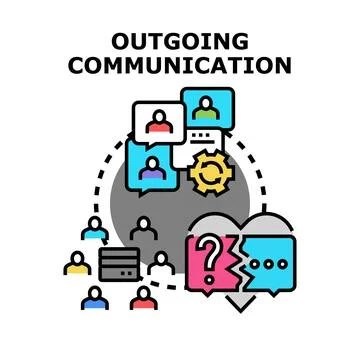 Outgoing communication message transmitting through digital network Illustrazione stock