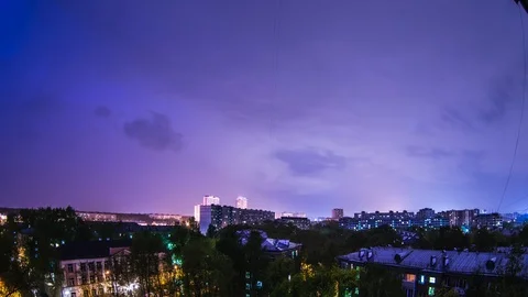 Outgoing thunderstorm in the city Stock Footage 89655961