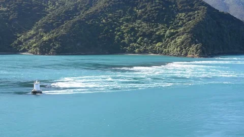 Outgoing tide at Te Aumiti/French Pass, South Island, New Zealand. Video stock 145705801