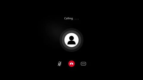 Outgoing voice call interface with avatar icon on black background Stock Footage 342342508