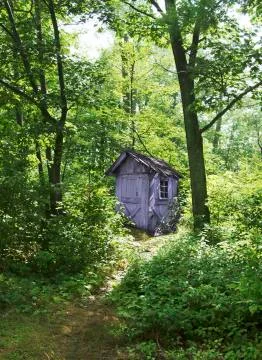 Outhouse in forest Stock Photos