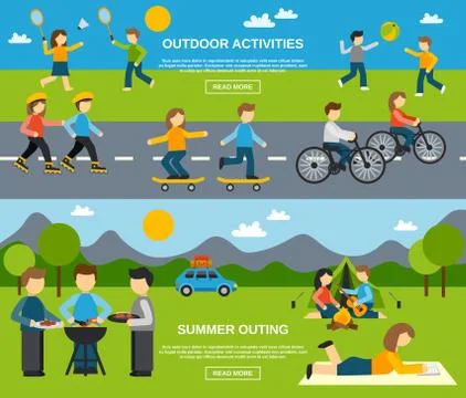 Outing Banner Set Stock Illustration