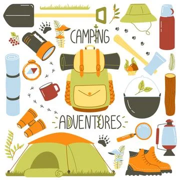 Outing equipment for backpack Stock Illustration