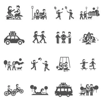 Outing Icons Set Stock Illustration