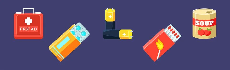 Outing Object and Equipment for Camping and Travel Vector Set Stock Illustration