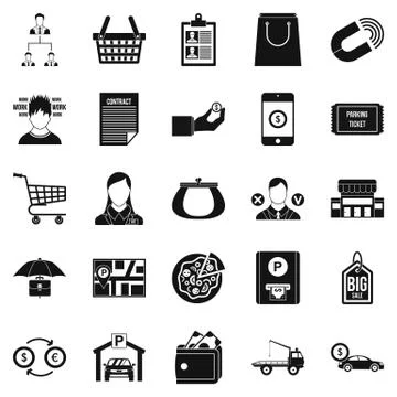 Outlay icons set, simple style Stock Illustration