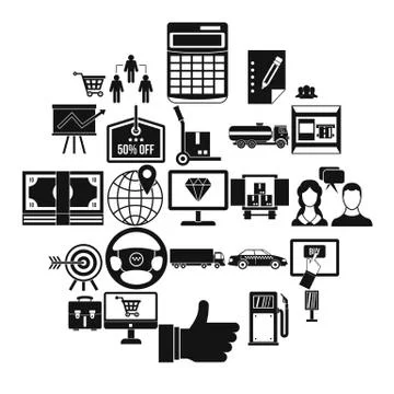 Outlay icons set, simple style Stock Illustration