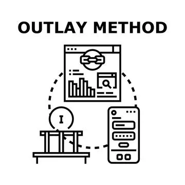 Outlay method concept showing process and data analysis Stock Illustration