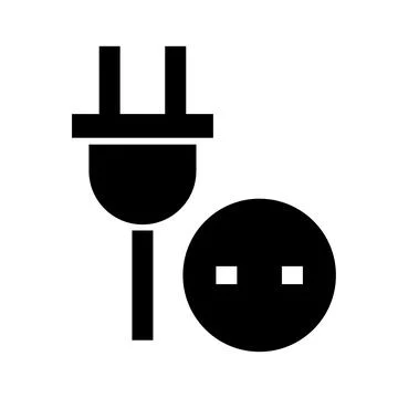 Outlet and round socket icon. Charging plug and charging outlet socket. Vecto Illustrazione stock