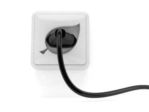 Outlet in leaf shape with electric plug Stock Illustration