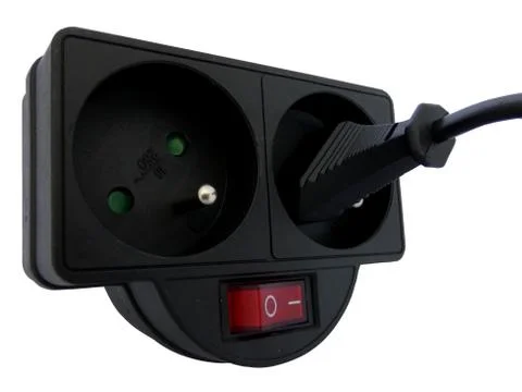 Outlet Power Splitter with Inserted Plug Stock Photos