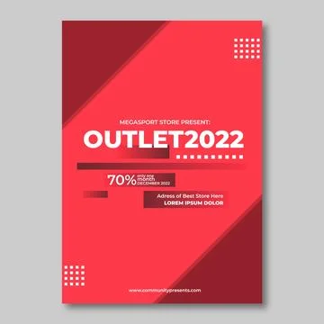 Outlet red flat simple abstract bright flyer for adverseting online shop, eps fo Stock Illustration