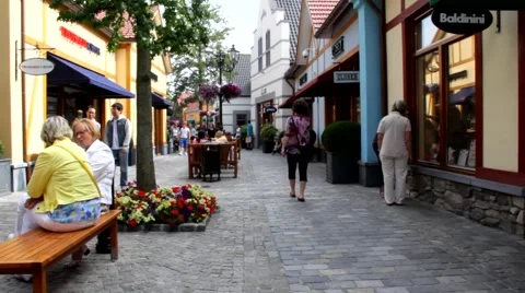 Outlet shopping complex in one of the small towns of the Netherlands Stock Footage 42139823