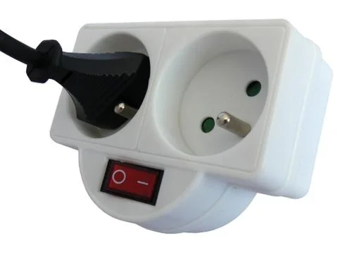 Outlet Tap Double with Plug Inserted Foto stock