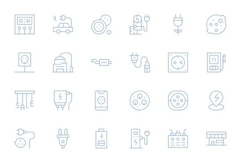 Outlet Visual Pack containing 24 Thin Line Display Perfect Vector Icons Stock Illustration