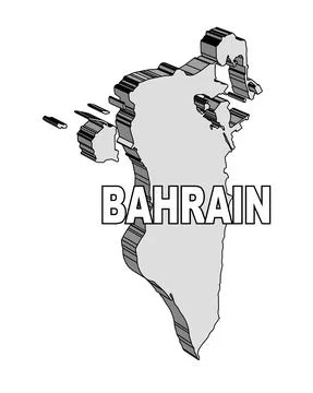 Outline 3D Map of Bahrain Stock Illustration